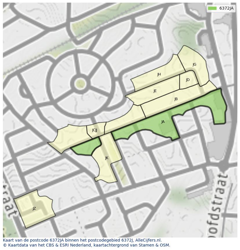 Afbeelding van het postcodegebied 6372 JA op de kaart.