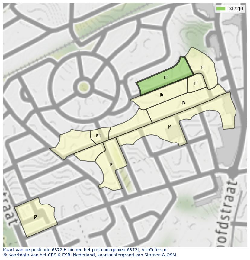 Afbeelding van het postcodegebied 6372 JH op de kaart.