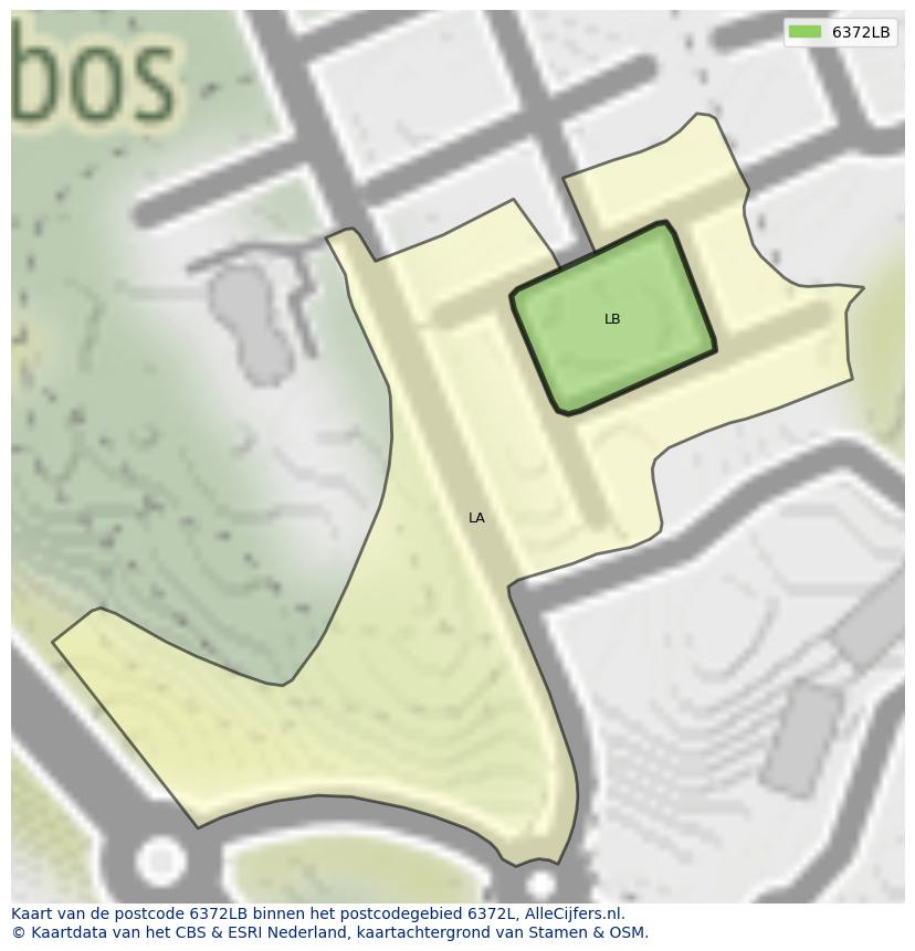 Afbeelding van het postcodegebied 6372 LB op de kaart.