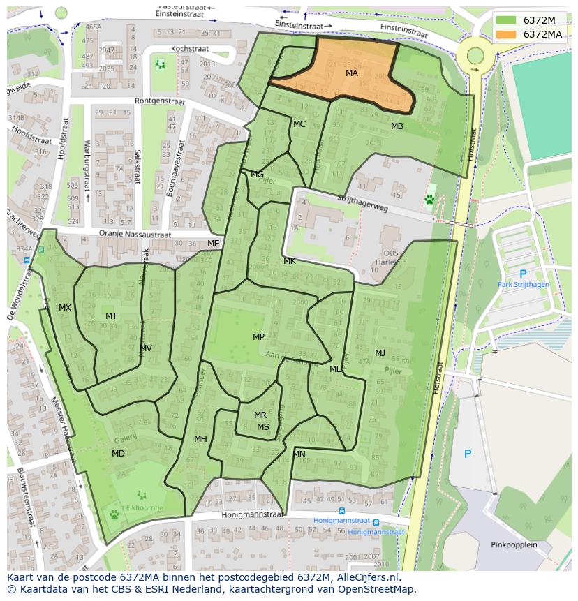 Afbeelding van het postcodegebied 6372 MA op de kaart.