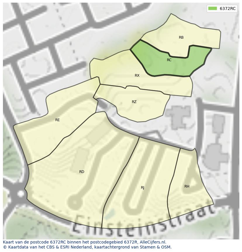 Afbeelding van het postcodegebied 6372 RC op de kaart.