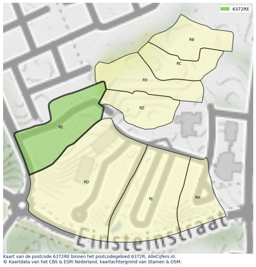Afbeelding van het postcodegebied 6372 RE op de kaart.