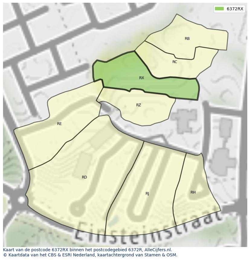 Afbeelding van het postcodegebied 6372 RX op de kaart.
