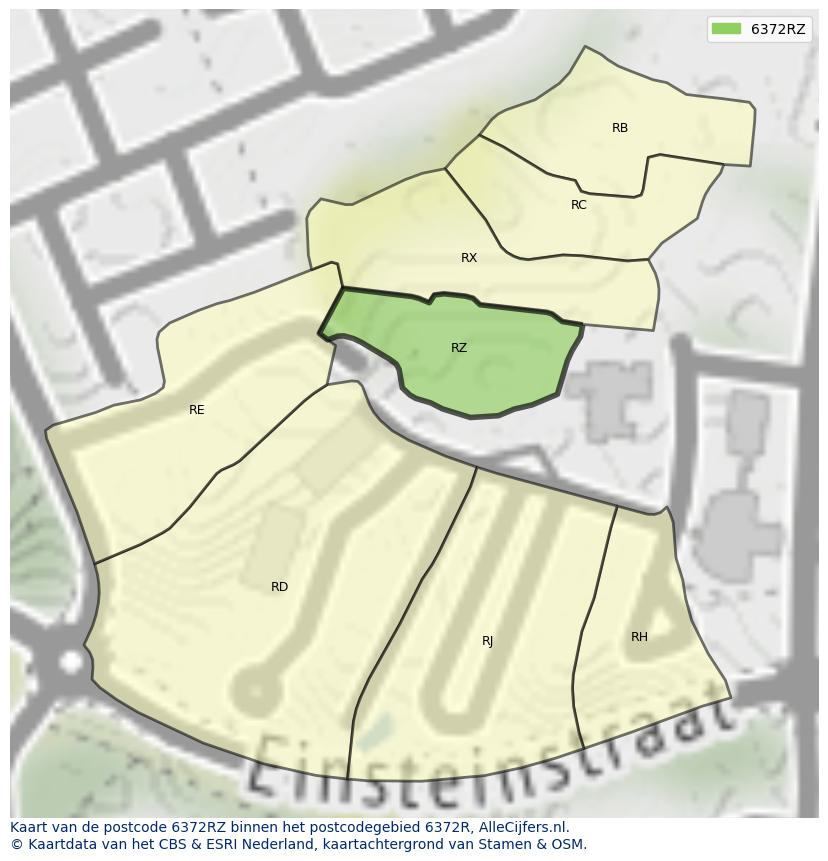 Afbeelding van het postcodegebied 6372 RZ op de kaart.