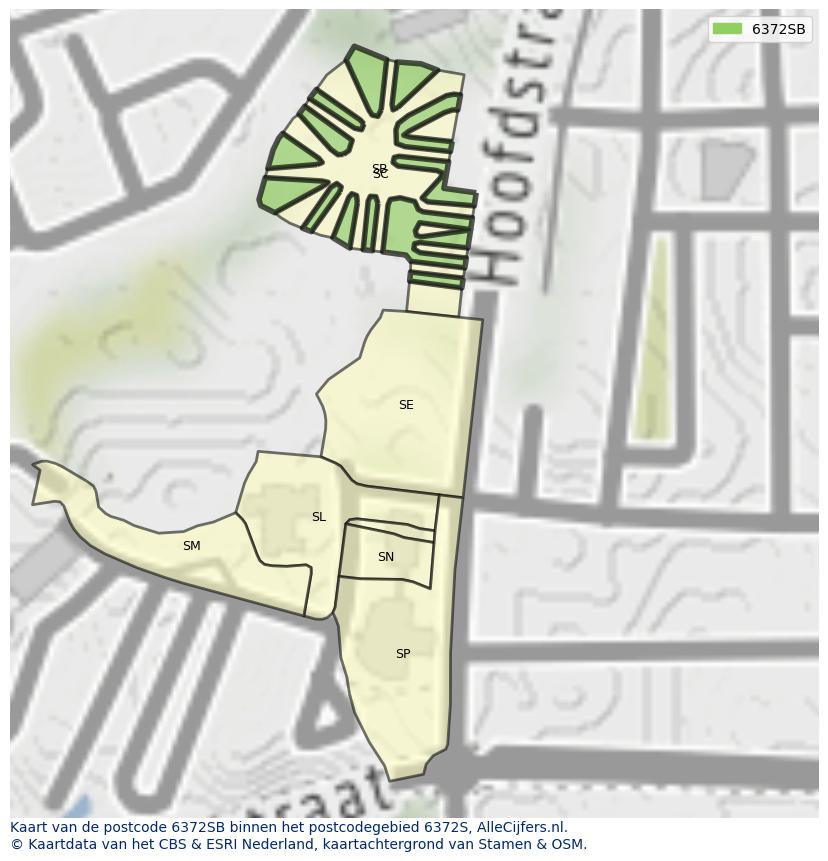 Afbeelding van het postcodegebied 6372 SB op de kaart.
