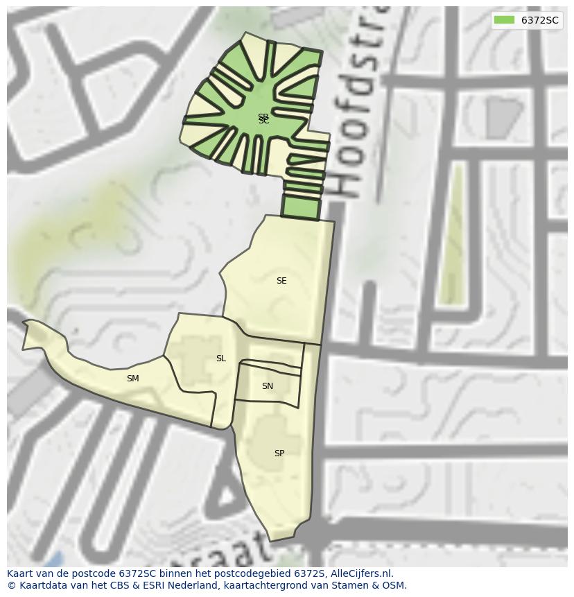 Afbeelding van het postcodegebied 6372 SC op de kaart.