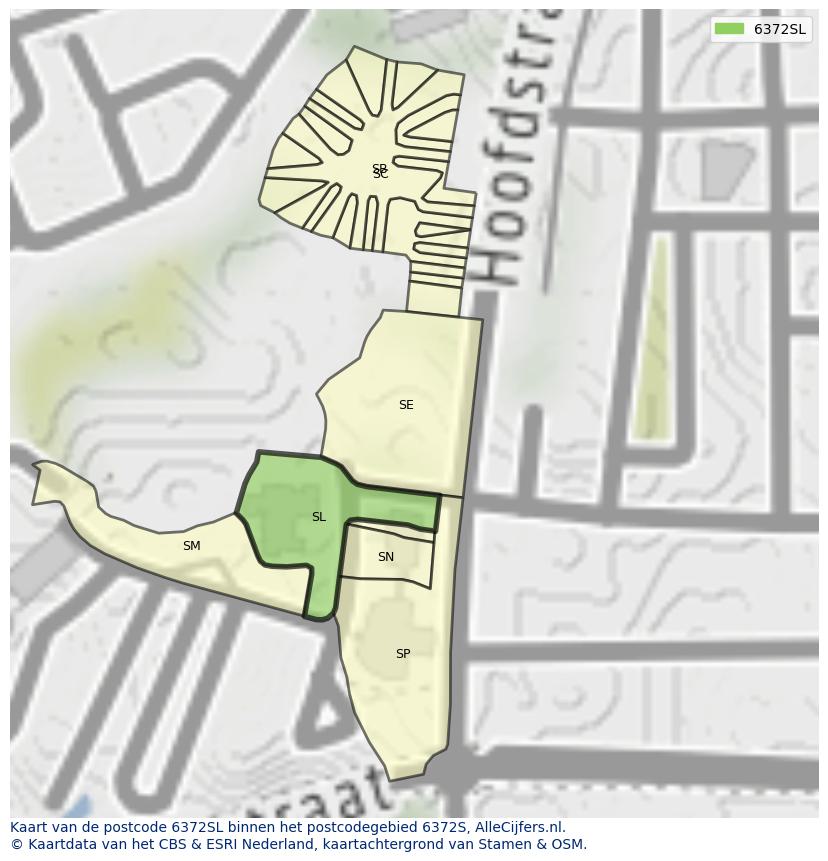 Afbeelding van het postcodegebied 6372 SL op de kaart.