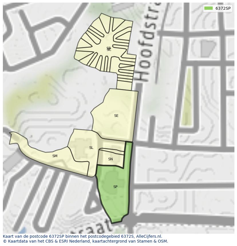 Afbeelding van het postcodegebied 6372 SP op de kaart.