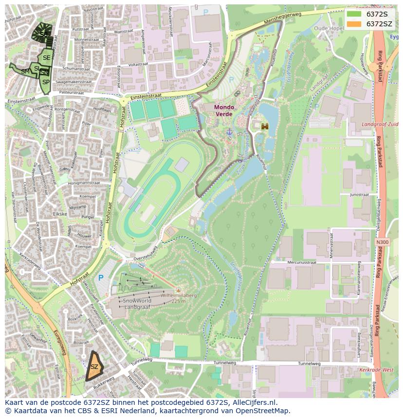 Afbeelding van het postcodegebied 6372 SZ op de kaart.