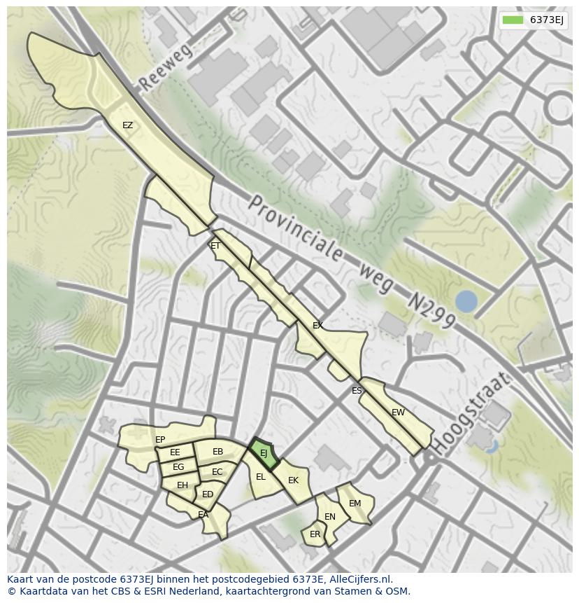 Afbeelding van het postcodegebied 6373 EJ op de kaart.