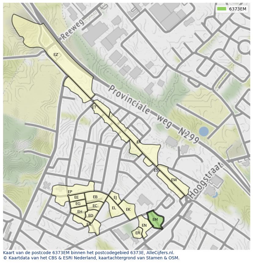 Afbeelding van het postcodegebied 6373 EM op de kaart.