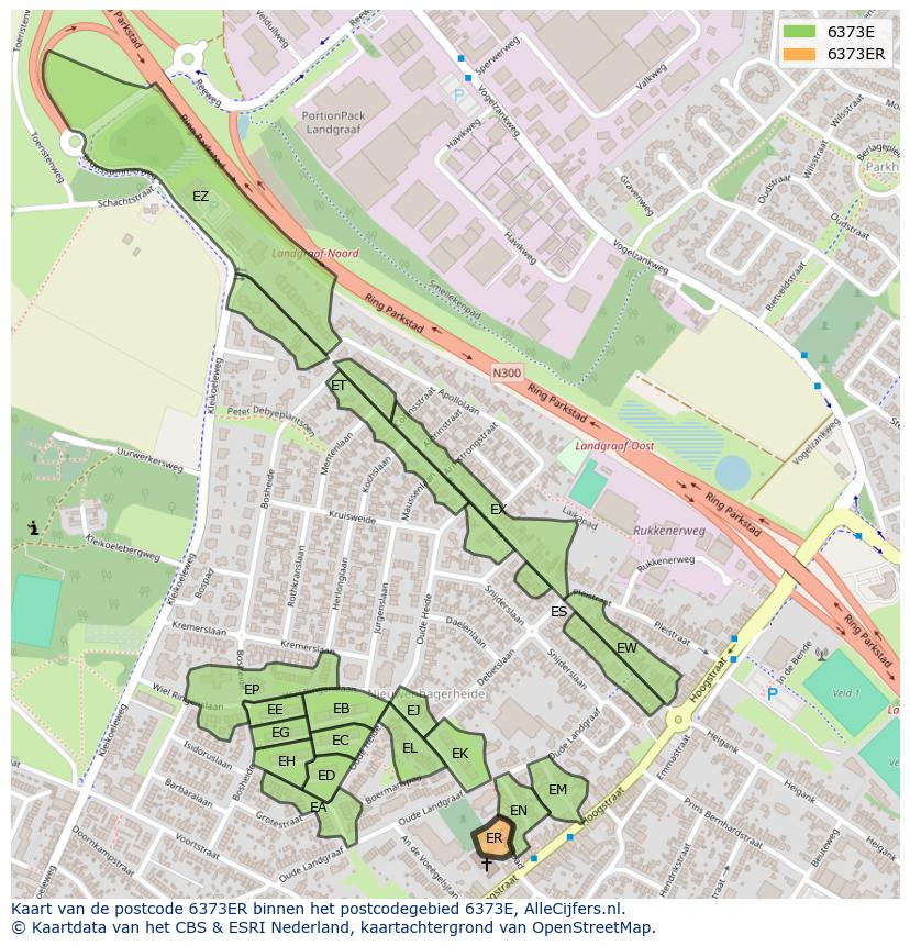 Afbeelding van het postcodegebied 6373 ER op de kaart.