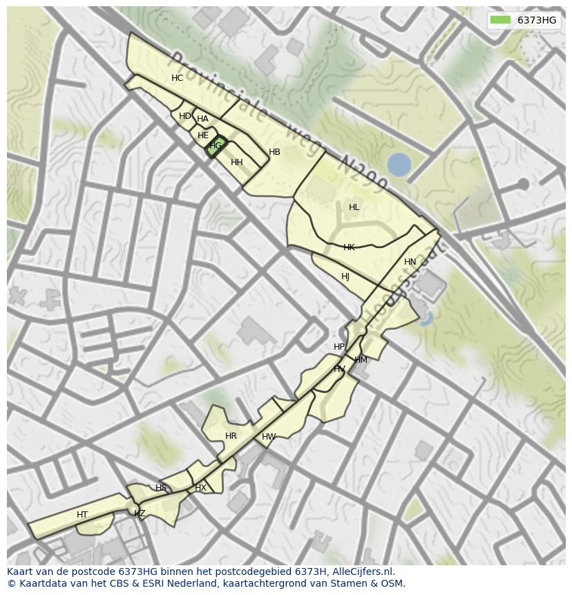 Afbeelding van het postcodegebied 6373 HG op de kaart.