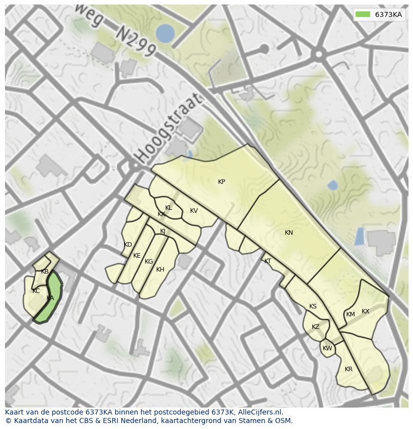 Afbeelding van het postcodegebied 6373 KA op de kaart.