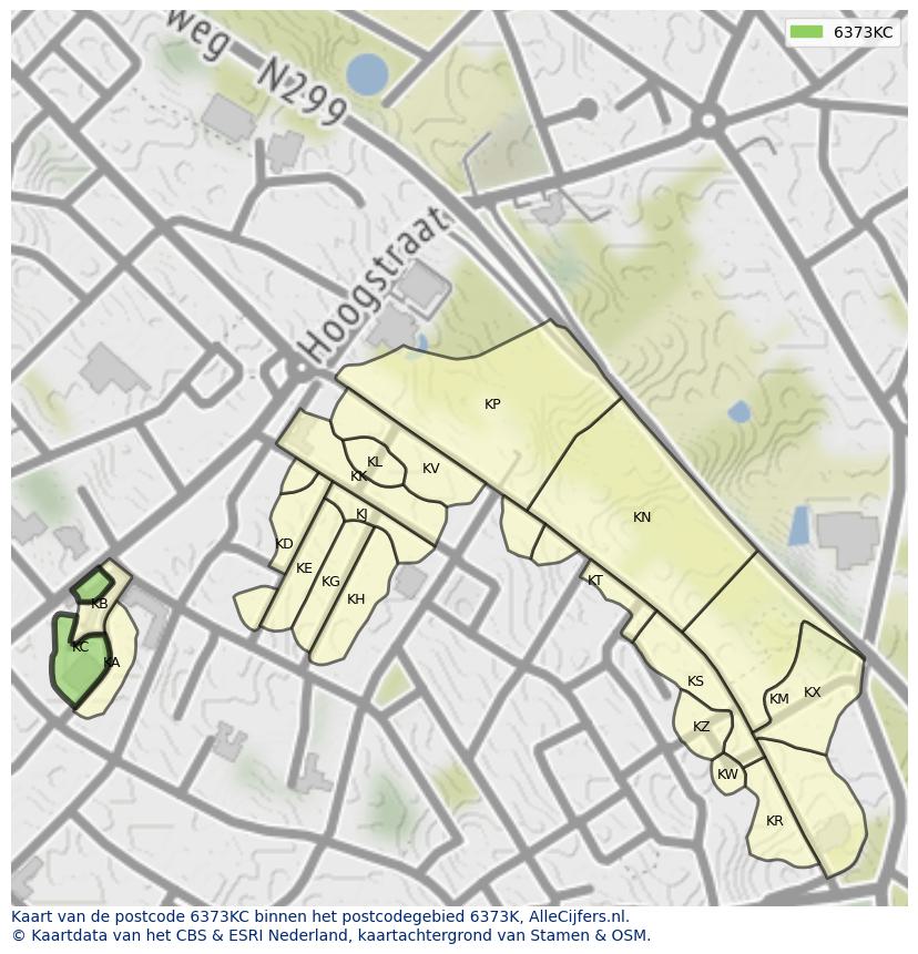 Afbeelding van het postcodegebied 6373 KC op de kaart.