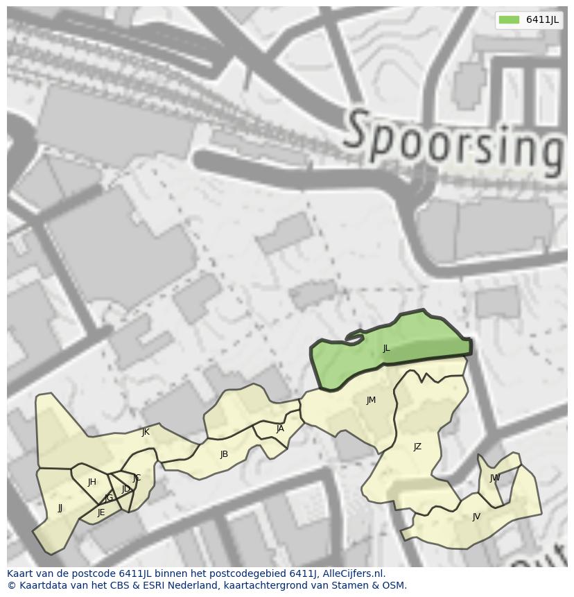 Afbeelding van het postcodegebied 6411 JL op de kaart.