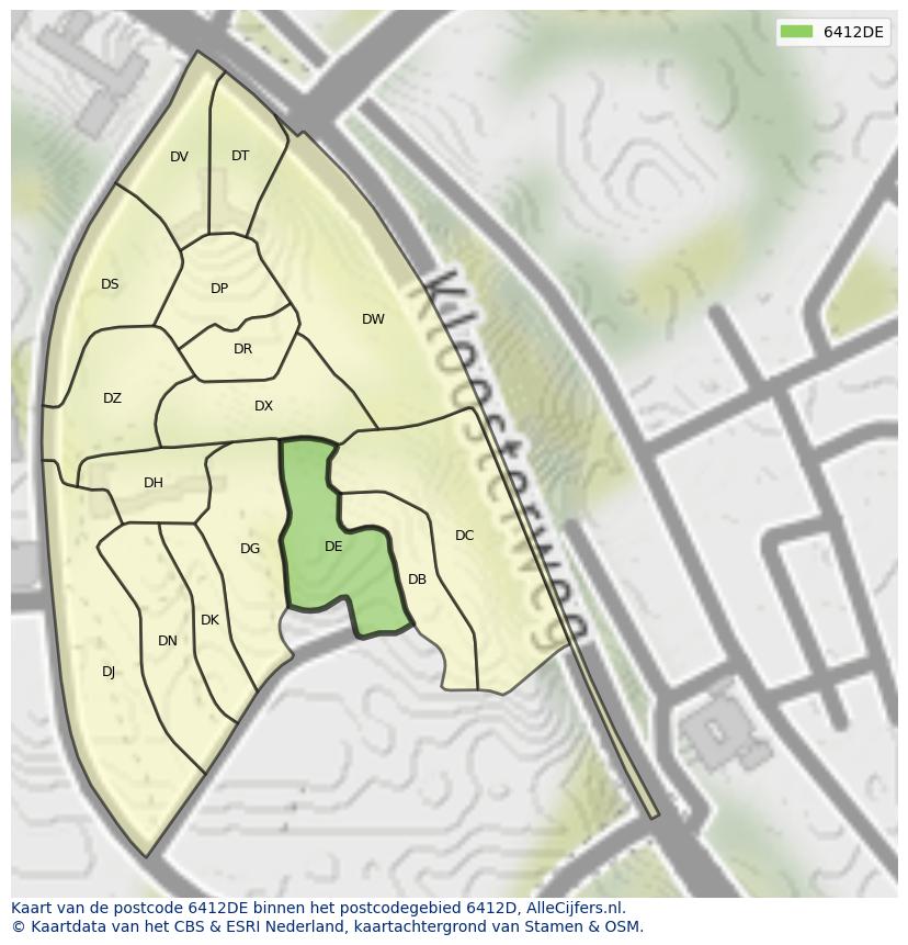Afbeelding van het postcodegebied 6412 DE op de kaart.
