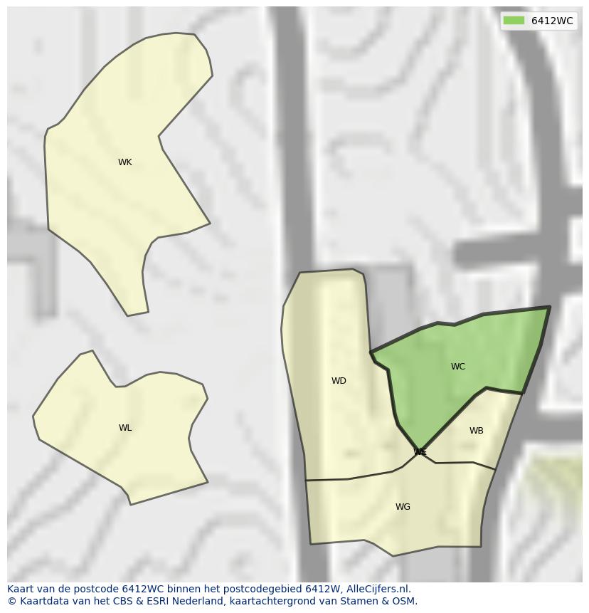 Afbeelding van het postcodegebied 6412 WC op de kaart.