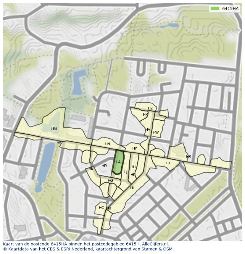 Afbeelding van het postcodegebied 6415 HA op de kaart.