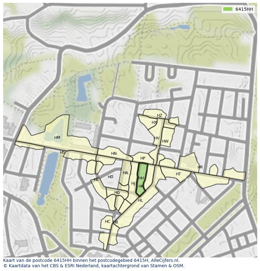 Afbeelding van het postcodegebied 6415 HH op de kaart.