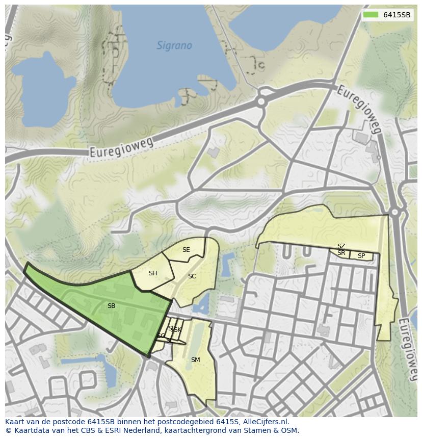 Afbeelding van het postcodegebied 6415 SB op de kaart.