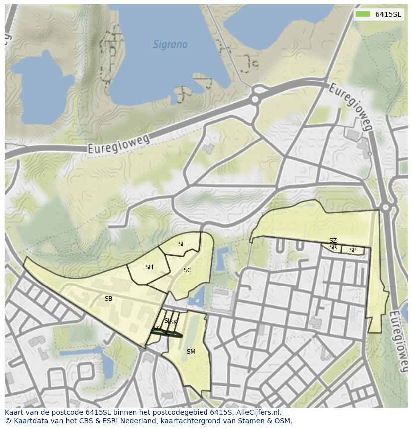 Afbeelding van het postcodegebied 6415 SL op de kaart.