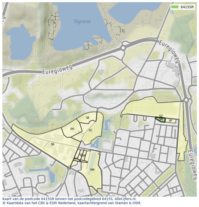 Afbeelding van het postcodegebied 6415 SR op de kaart.