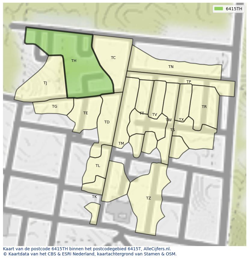 Afbeelding van het postcodegebied 6415 TH op de kaart.