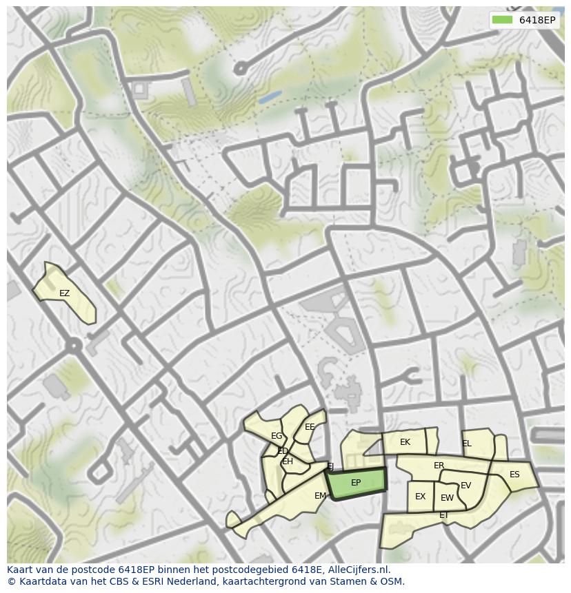Afbeelding van het postcodegebied 6418 EP op de kaart.
