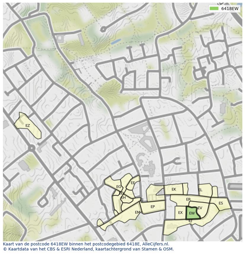 Afbeelding van het postcodegebied 6418 EW op de kaart.