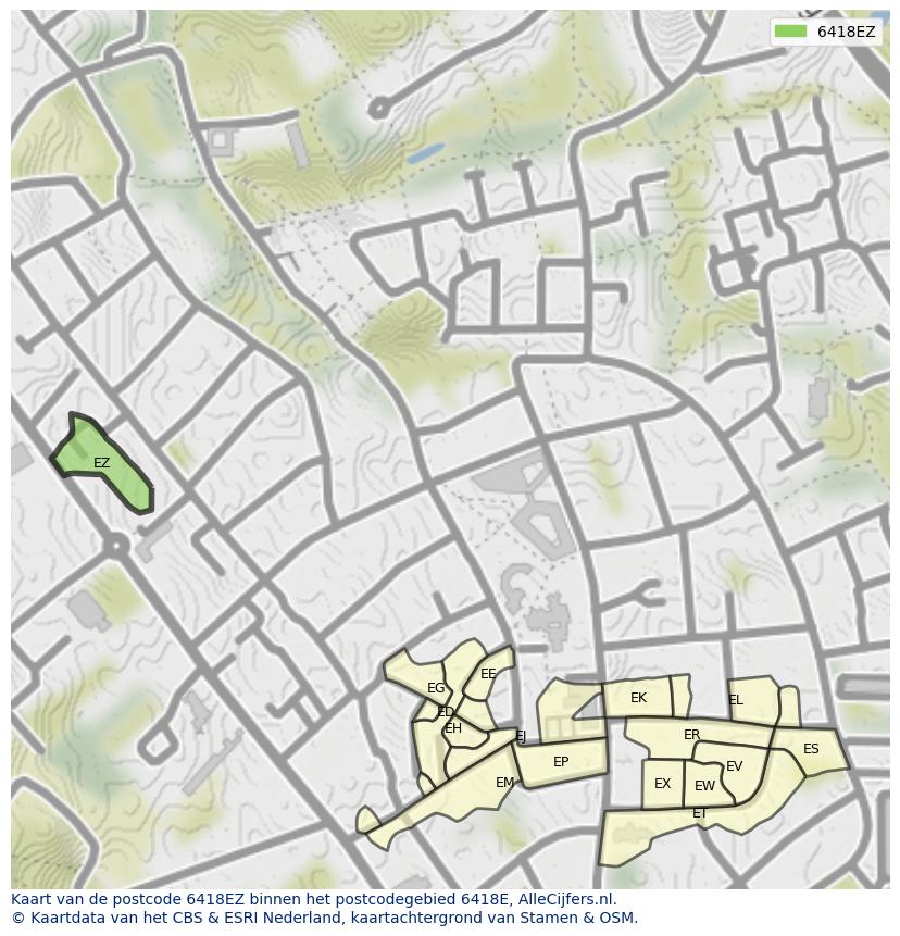 Afbeelding van het postcodegebied 6418 EZ op de kaart.