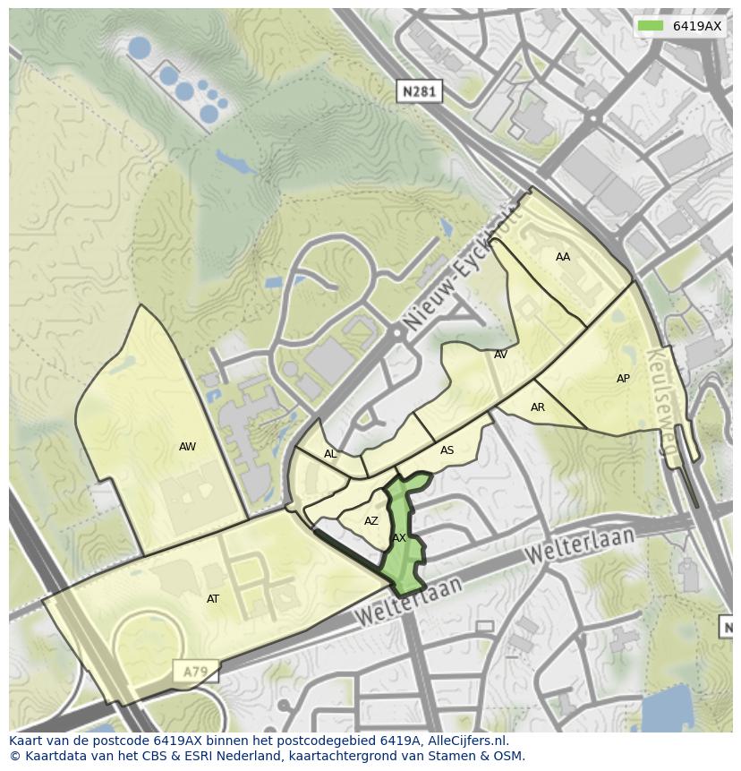 Afbeelding van het postcodegebied 6419 AX op de kaart.
