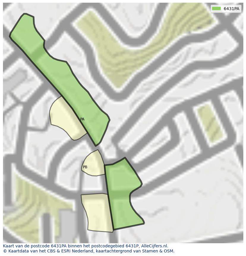 Afbeelding van het postcodegebied 6431 PA op de kaart.