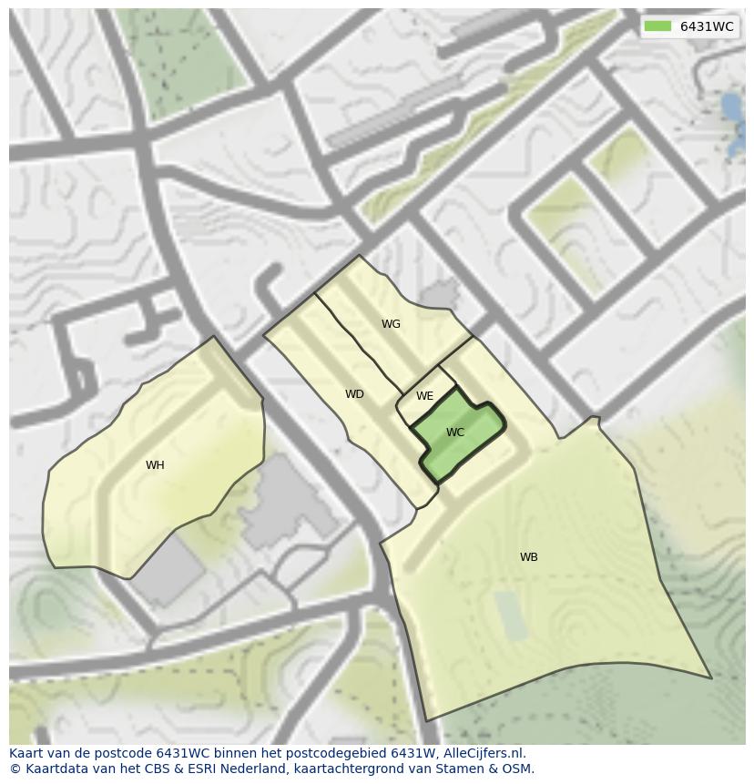 Afbeelding van het postcodegebied 6431 WC op de kaart.