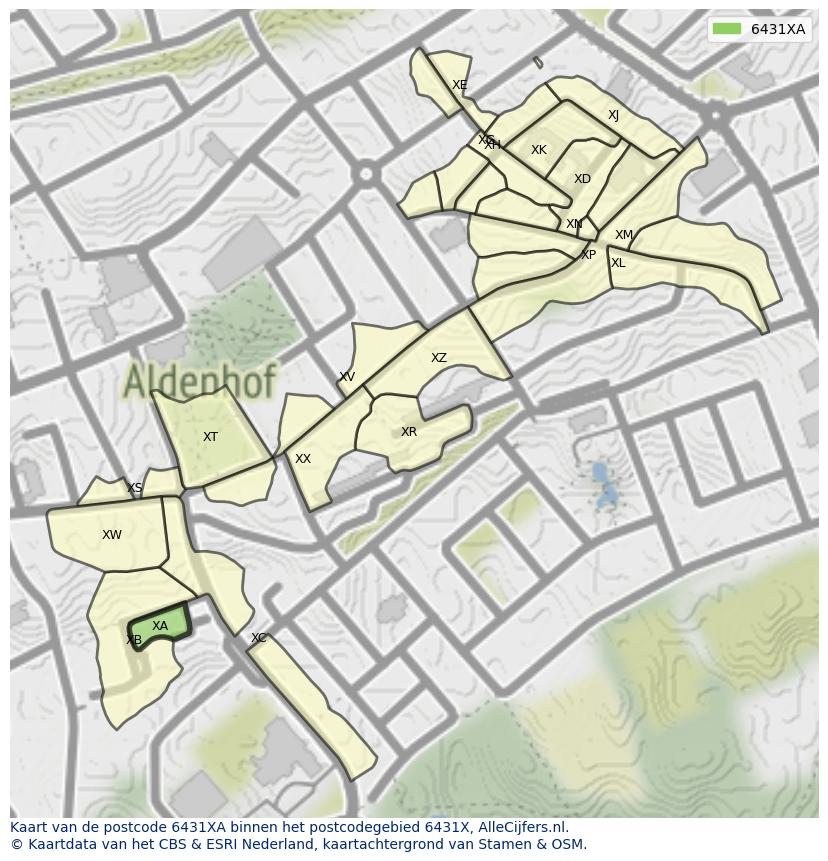 Afbeelding van het postcodegebied 6431 XA op de kaart.