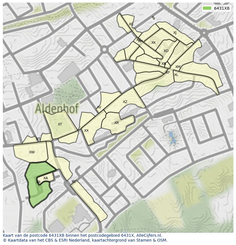 Afbeelding van het postcodegebied 6431 XB op de kaart.