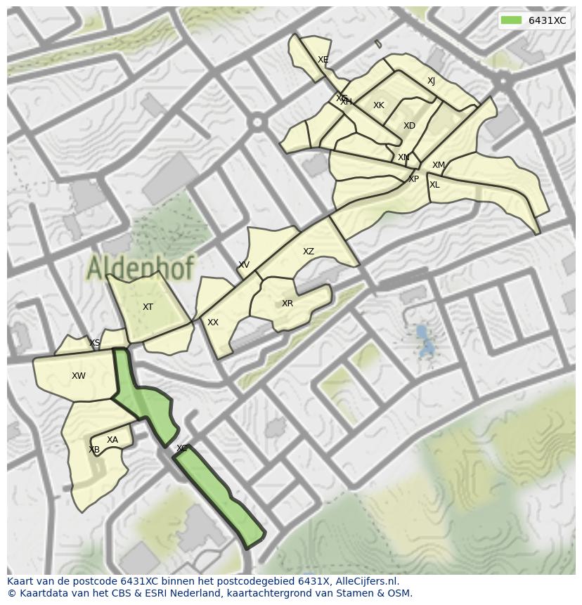 Afbeelding van het postcodegebied 6431 XC op de kaart.