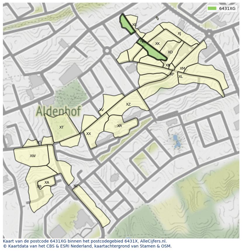 Afbeelding van het postcodegebied 6431 XG op de kaart.
