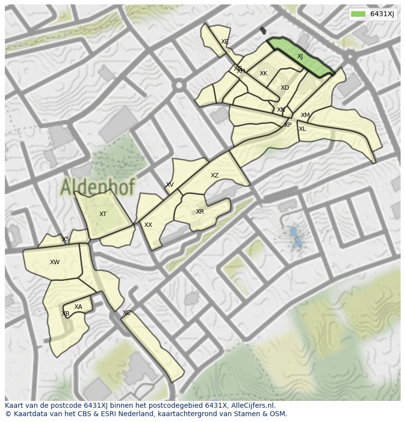 Afbeelding van het postcodegebied 6431 XJ op de kaart.