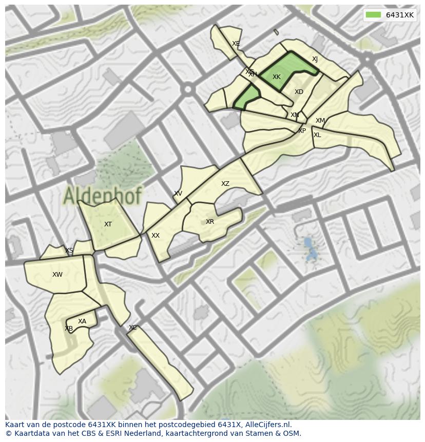 Afbeelding van het postcodegebied 6431 XK op de kaart.