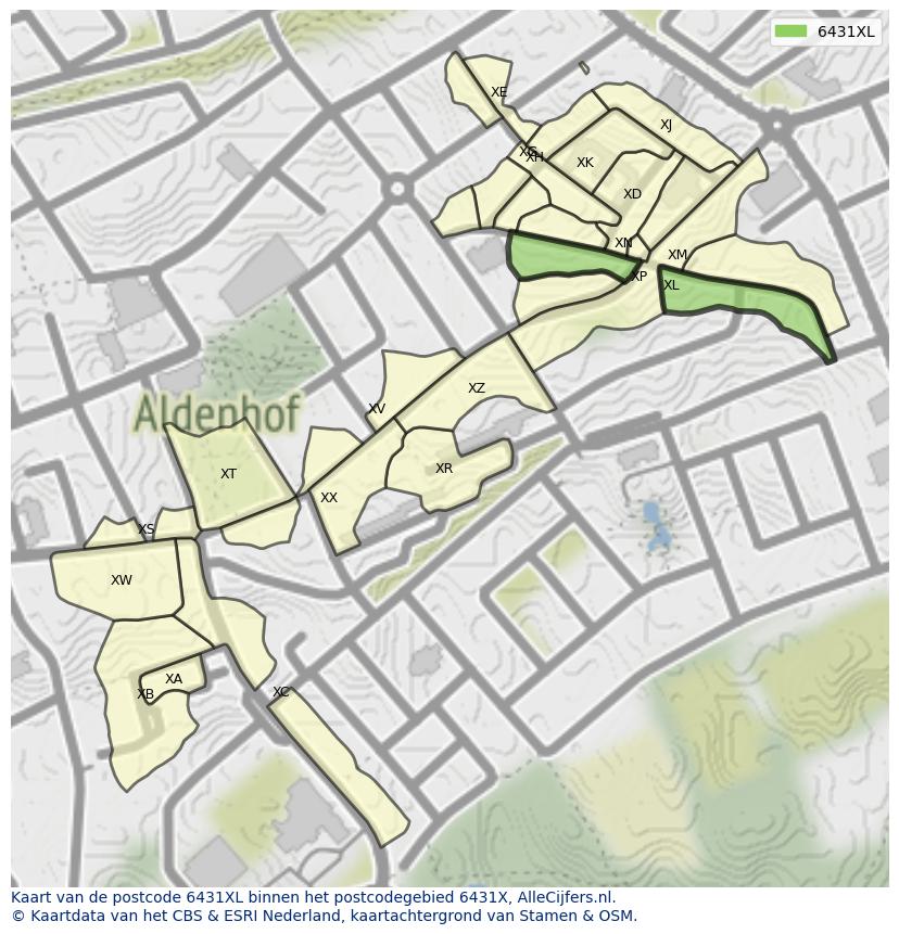 Afbeelding van het postcodegebied 6431 XL op de kaart.