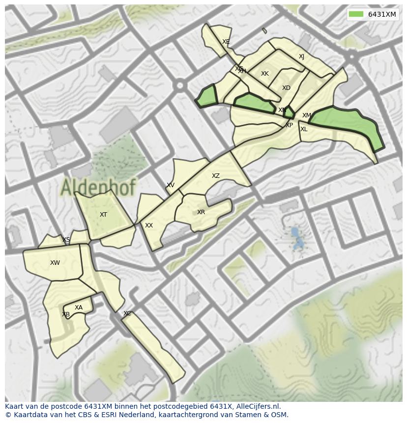 Afbeelding van het postcodegebied 6431 XM op de kaart.
