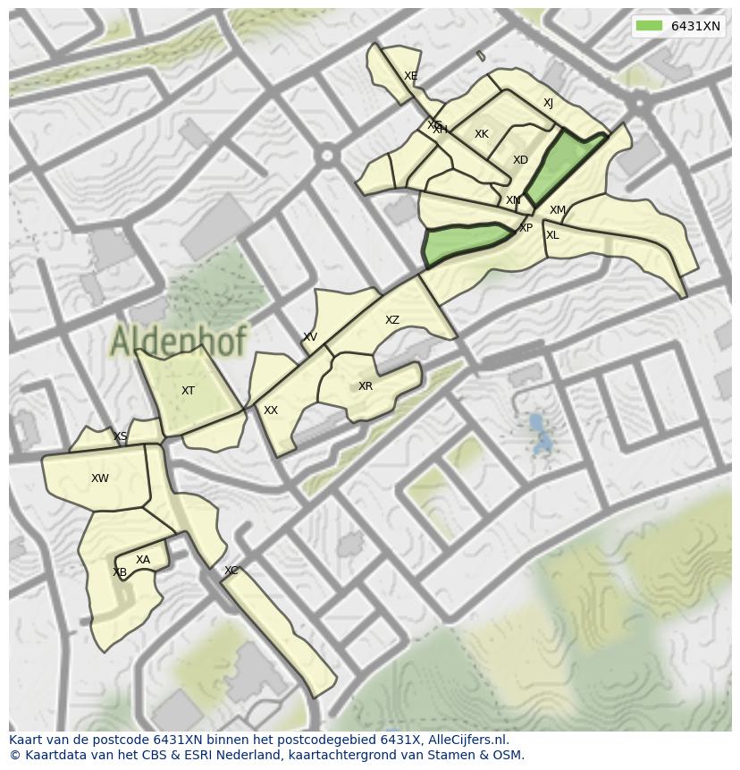 Afbeelding van het postcodegebied 6431 XN op de kaart.