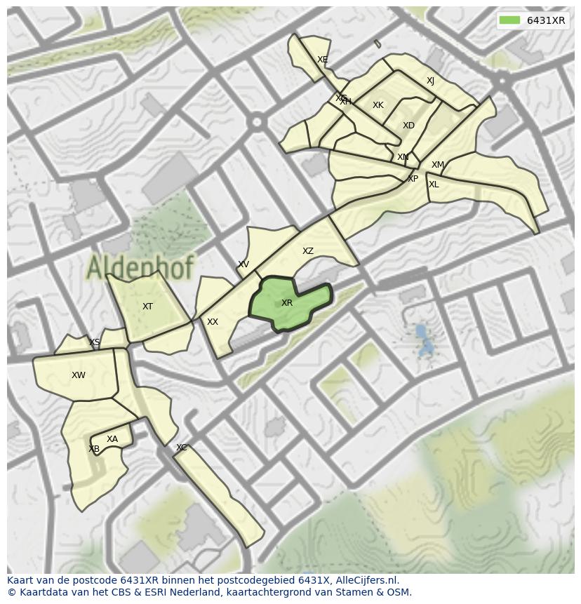 Afbeelding van het postcodegebied 6431 XR op de kaart.
