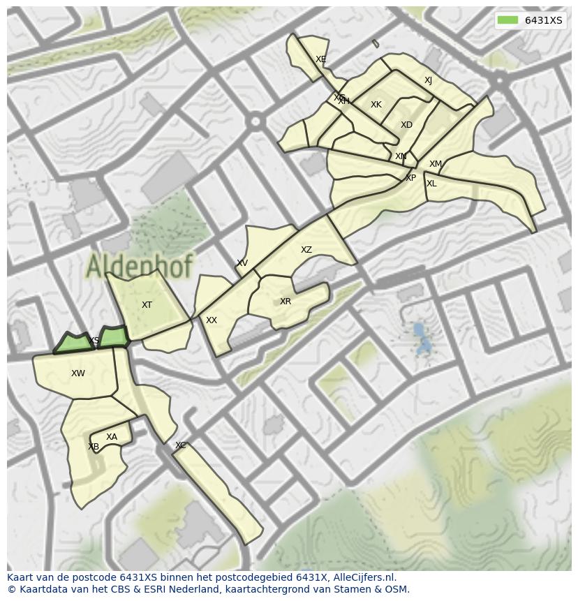 Afbeelding van het postcodegebied 6431 XS op de kaart.
