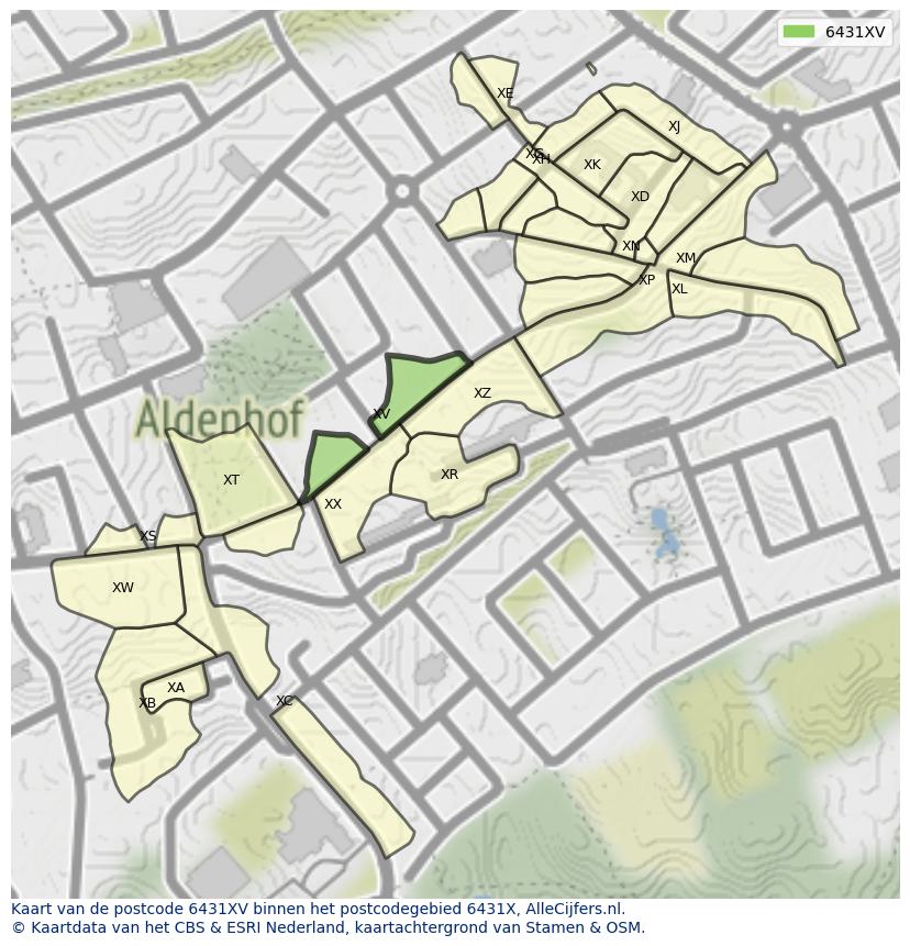 Afbeelding van het postcodegebied 6431 XV op de kaart.