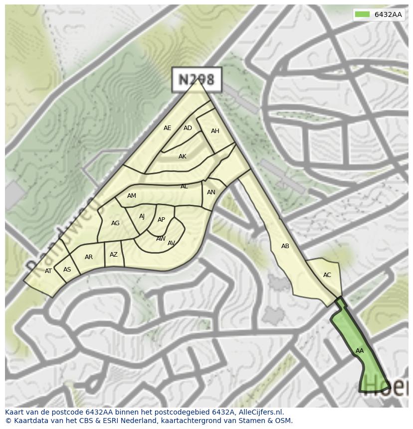 Afbeelding van het postcodegebied 6432 AA op de kaart.