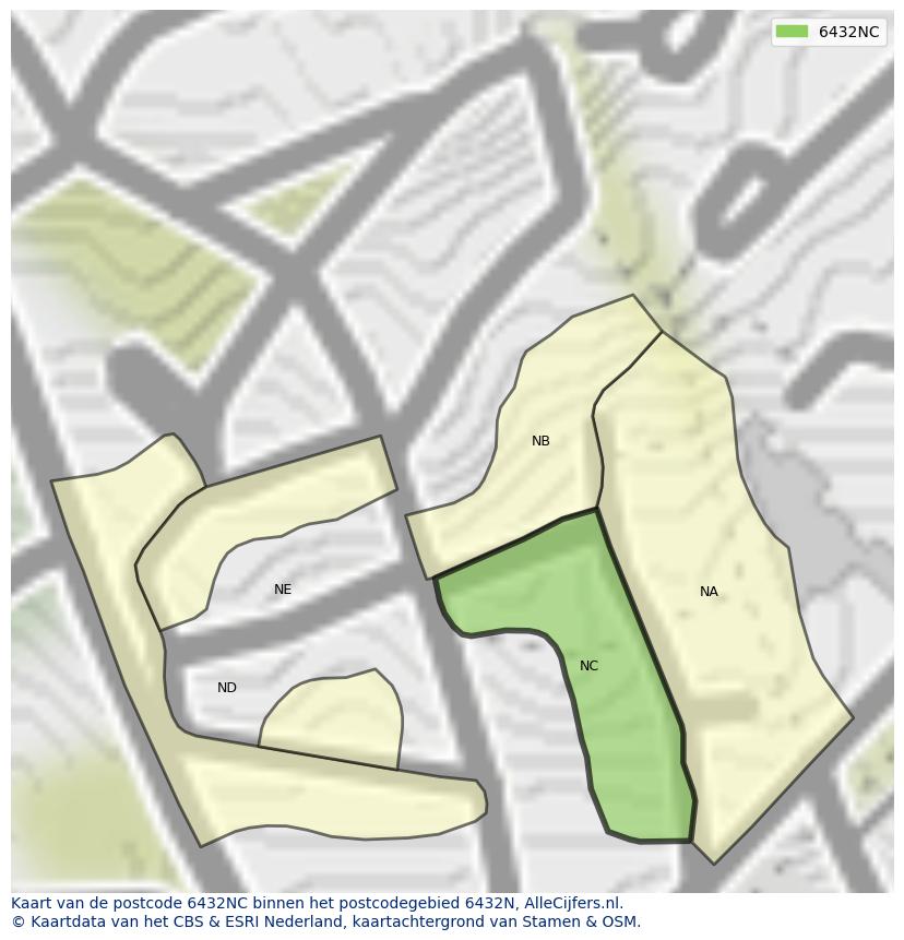 Afbeelding van het postcodegebied 6432 NC op de kaart.