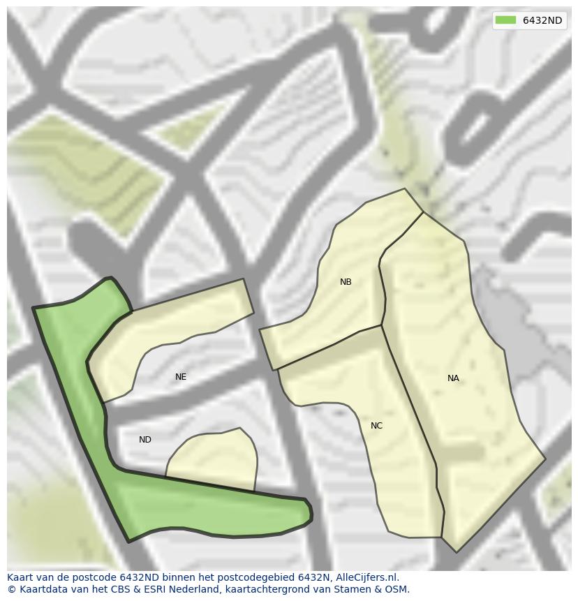 Afbeelding van het postcodegebied 6432 ND op de kaart.