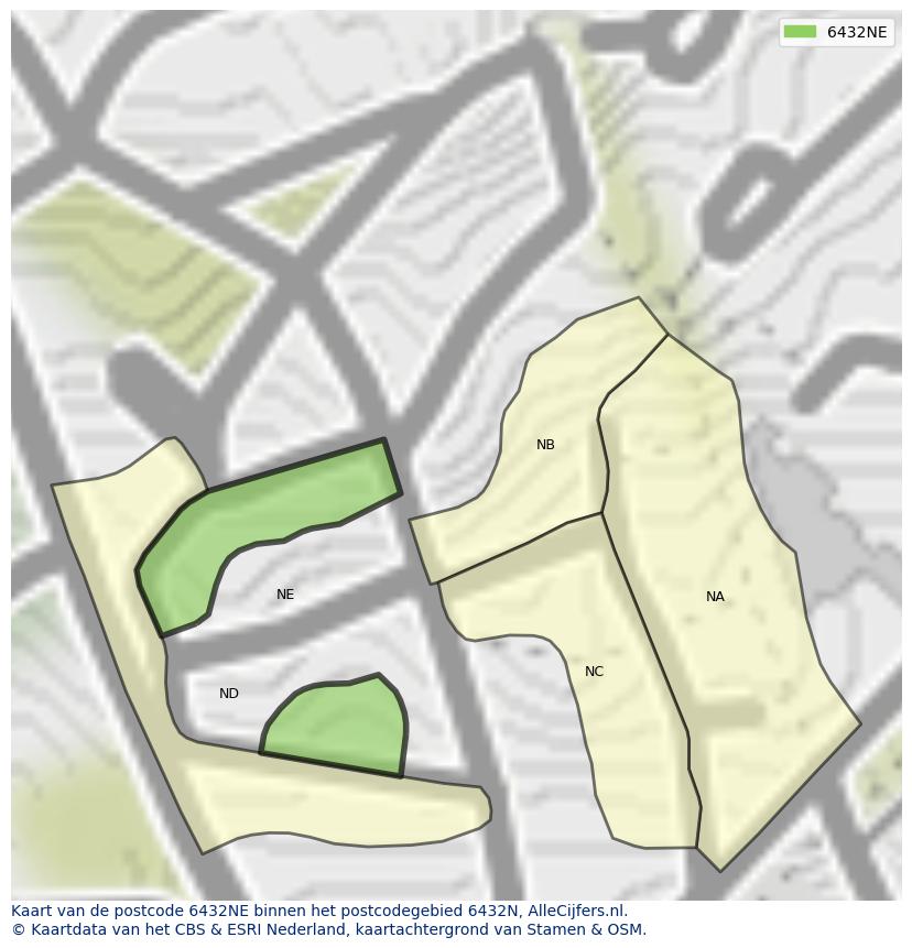 Afbeelding van het postcodegebied 6432 NE op de kaart.